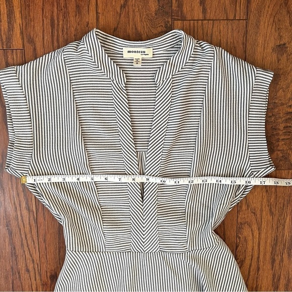 Monteau Stripe Business Casual Short Sleeve Office Career Blouse Shirt Small - Picture 8 of 10